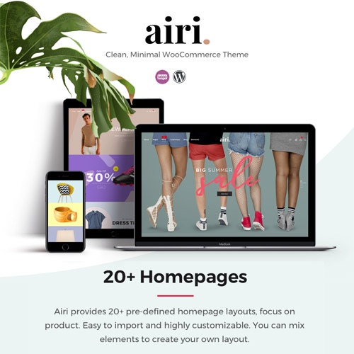 Airi clean minimal WooCommerce theme homepage preview