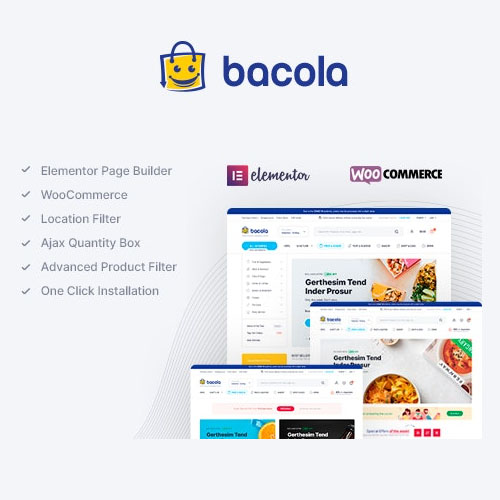 Bacola grocery store and food eCommerce theme homepage preview