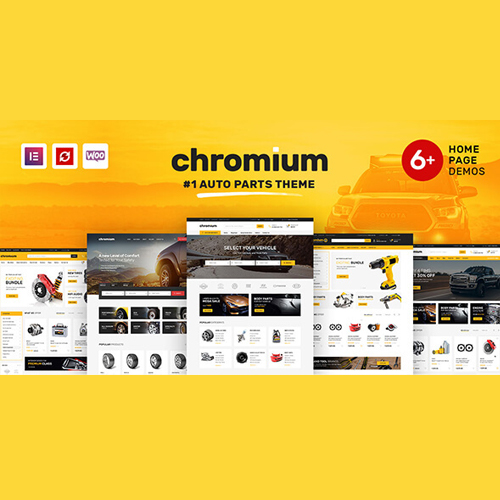 Chromium auto parts shop WordPress WooCommerce theme homepage preview