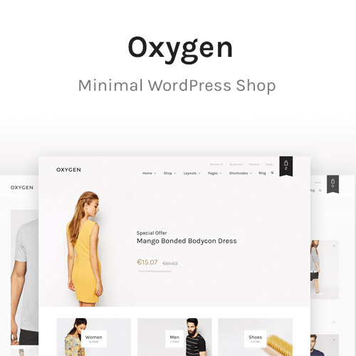 Oxygen WooCommerce WordPress theme homepage preview