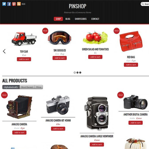 Themify Pinshop WooCommerce theme homepage preview