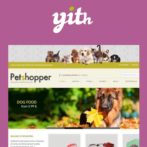 YITH Petshopper e-commerce theme for pets products homepage preview
