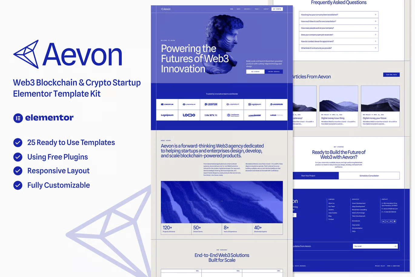 Aevon - Web3 Blockchain & Crypto Startup Elementor Template Kit preview