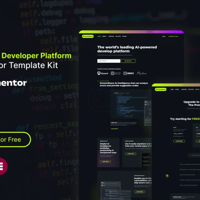 AI Foundaries - Software Developer Platform Elementor Template Kit preview
