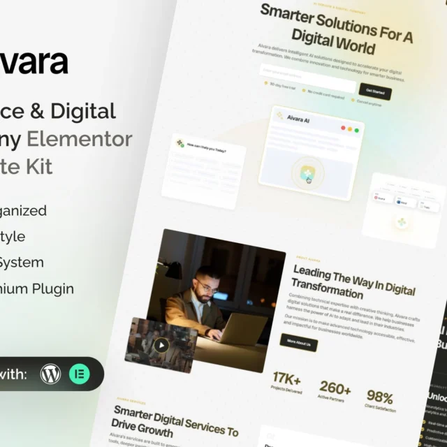 Aivara - AI Service & Digital Company Elementor Template Kit preview