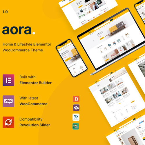 Aora home and lifestyle Elementor WooCommerce theme homepage preview