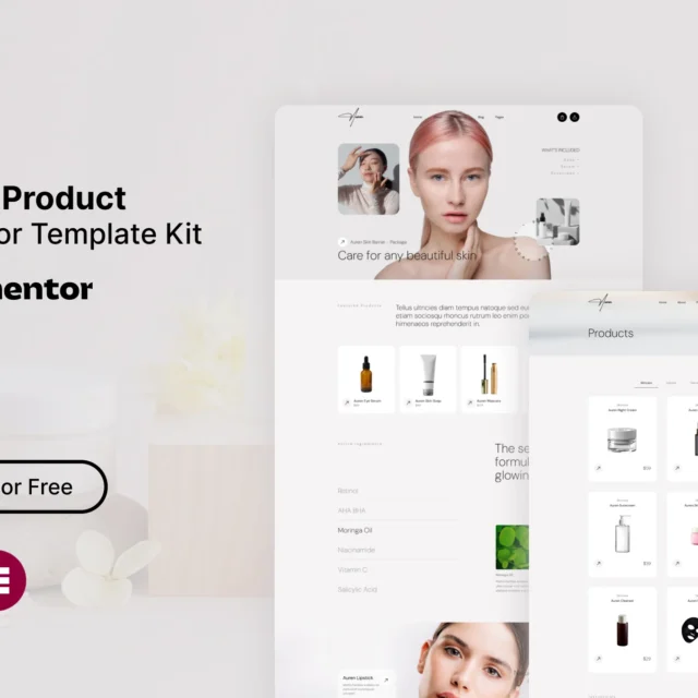 Auren - Beauty Product Elementor Template Kit preview