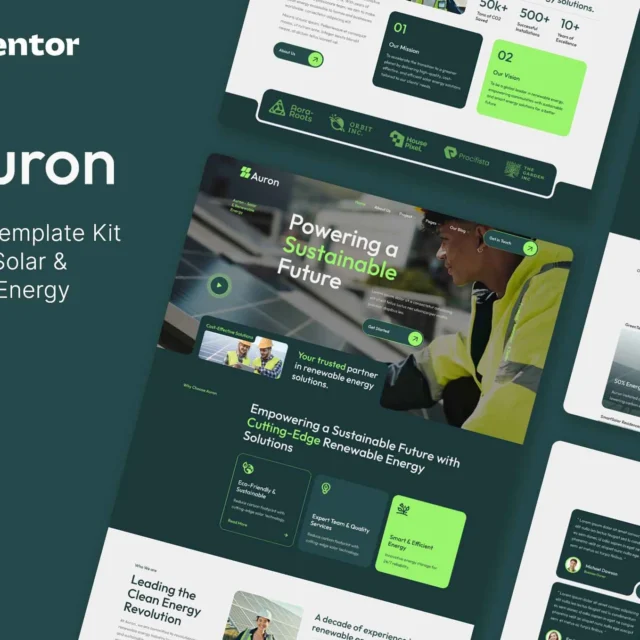 Auron - Solar & Green Renewable Energy Elementor Template Kits preview