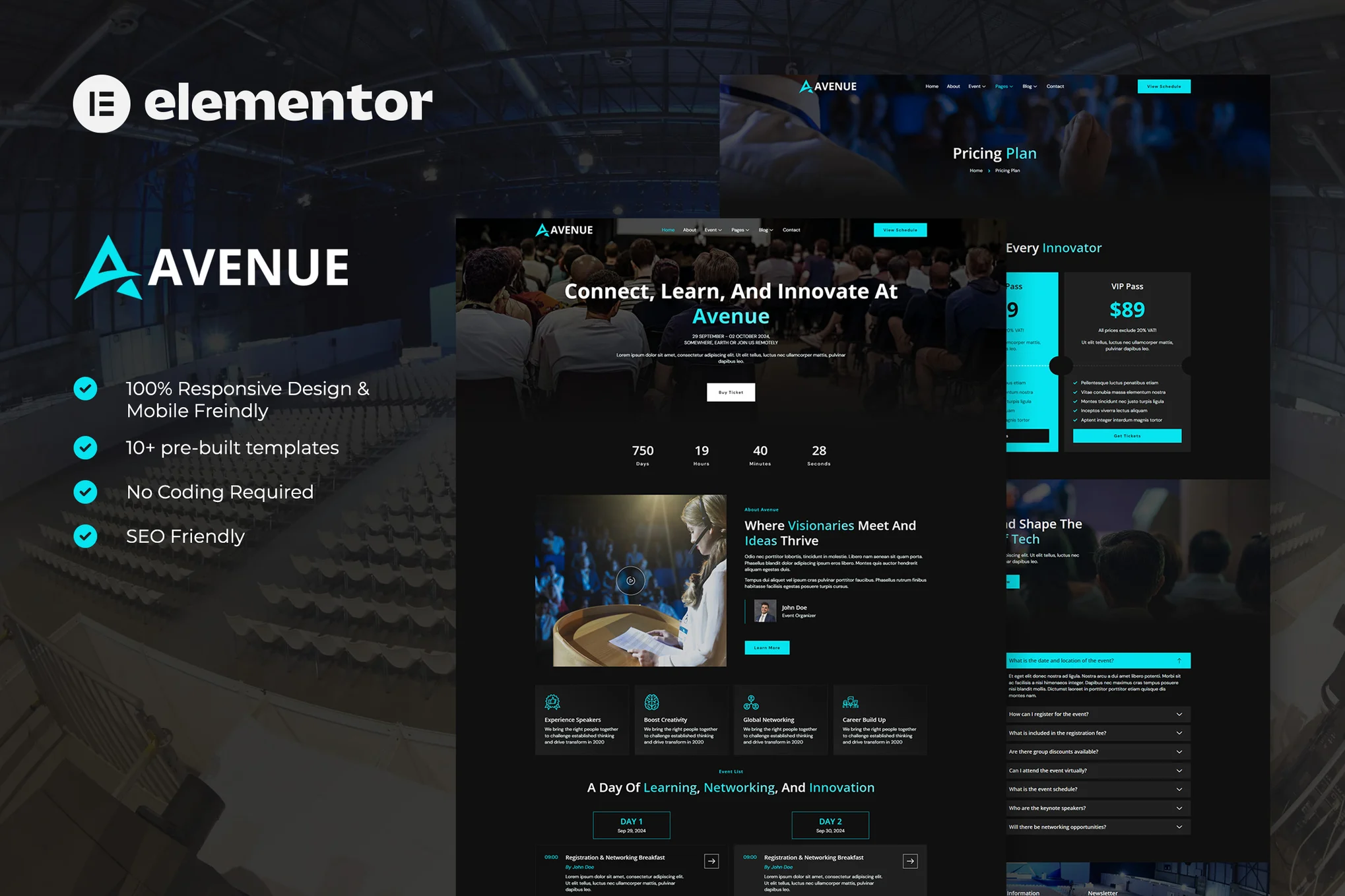 Avenue - Event & Conference Elementor Template Kit preview