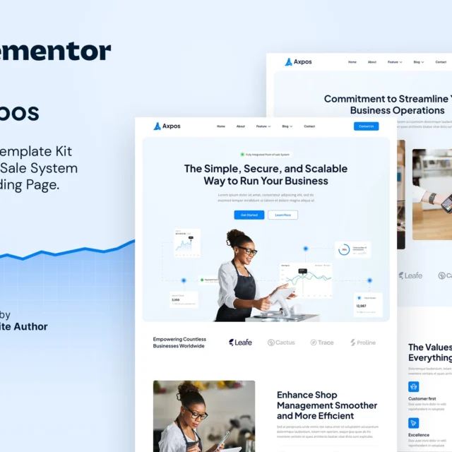 Axpos - Point Of Sale Software & SaaS Landing Page Elementor Template Kit preview