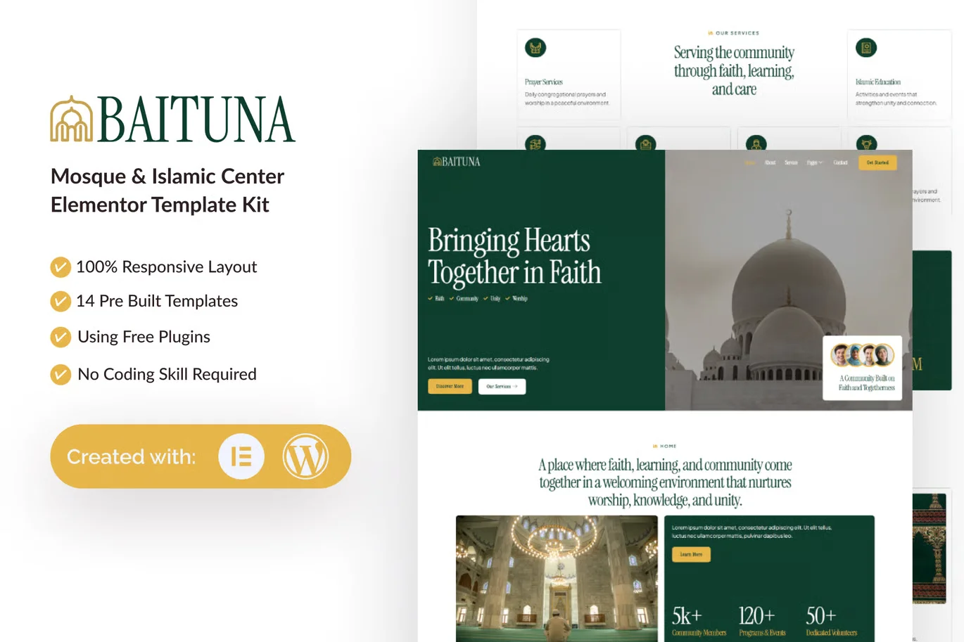 Baituna - Mosque & Islamic Center Elementor Template Kit preview