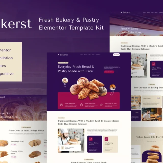 Bakerst - Bakery & Pastry Elementor Template Kit preview