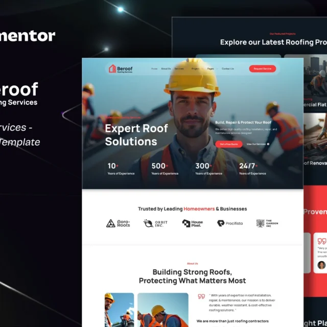 Beroof - Roofing Services Elementor Template Kit preview