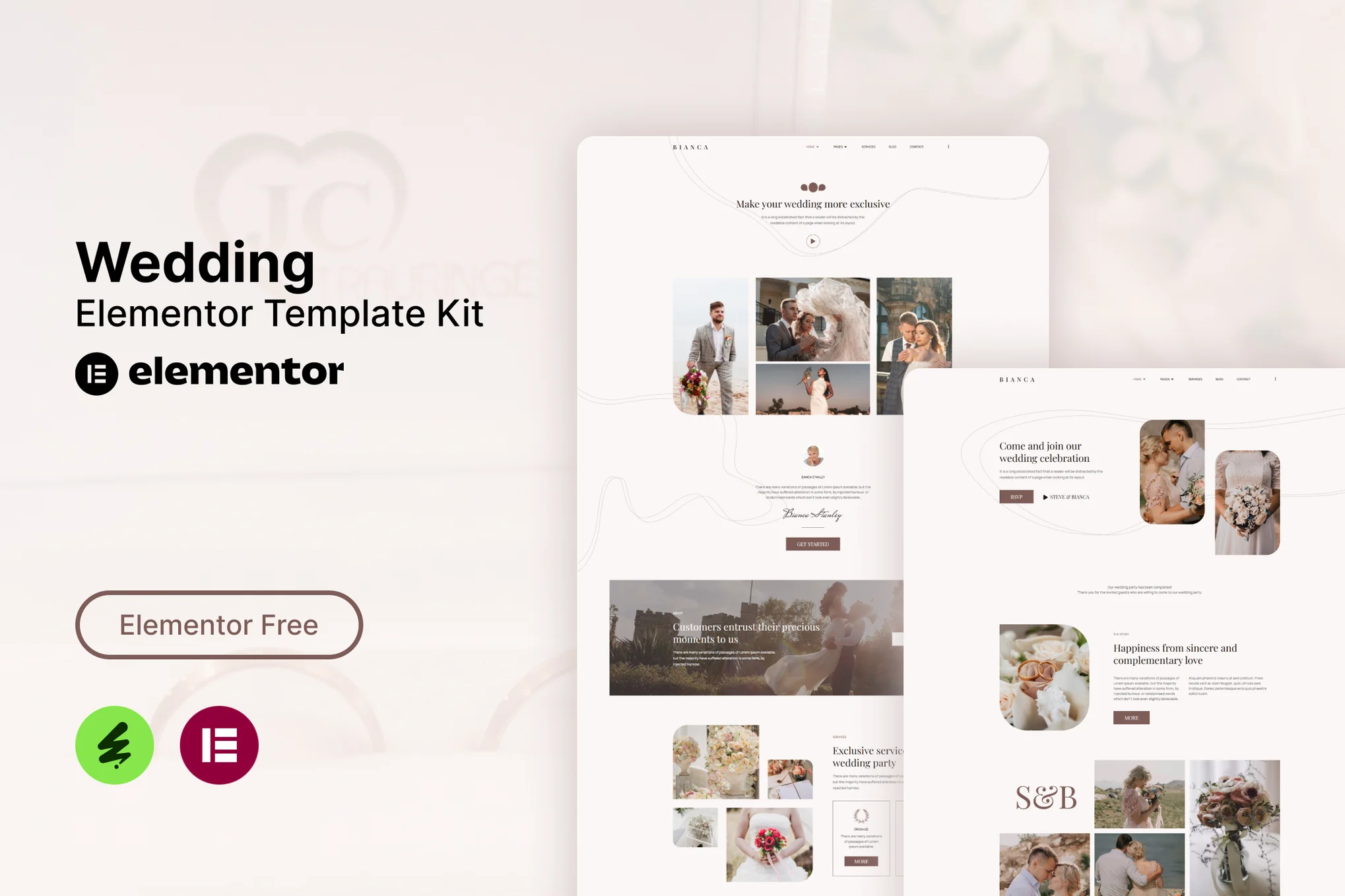 Bianca - Wedding Elementor Template Kit preview