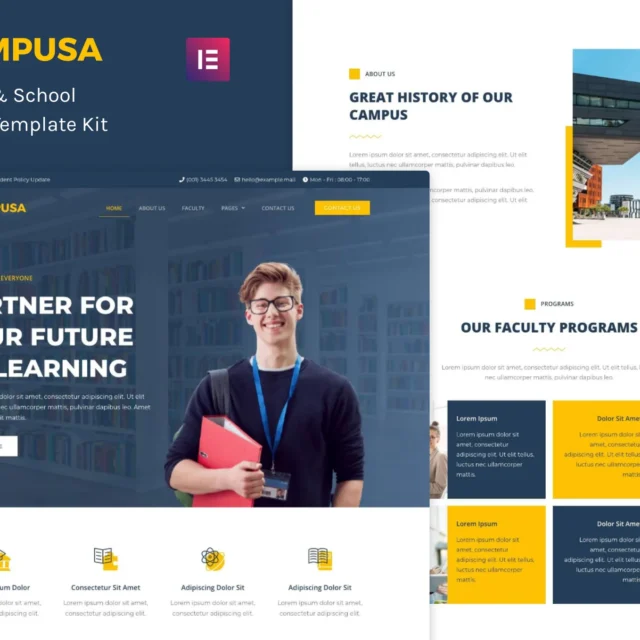Campusa - University & School Elementor Template Kit preview