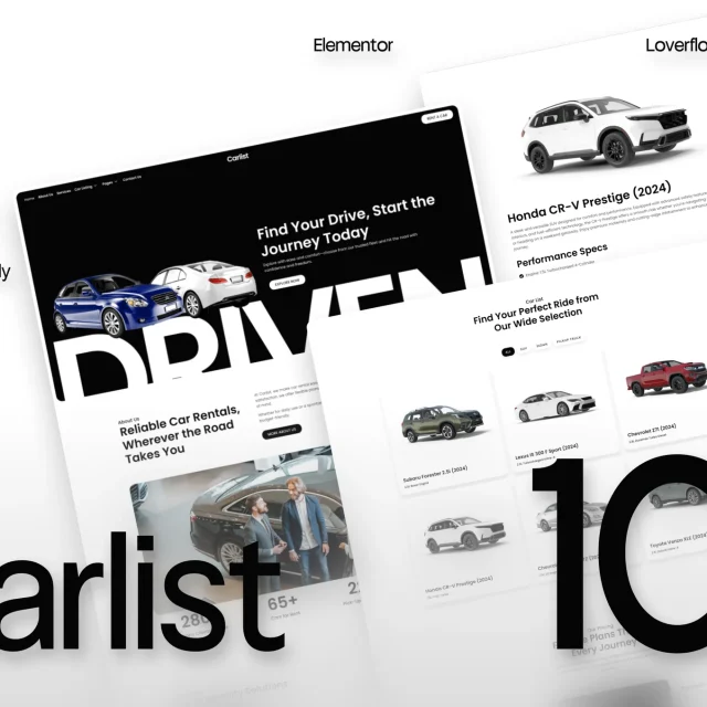 Carlist car rental Elementor template kit preview