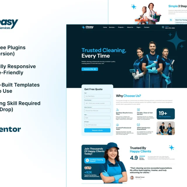 Cleasy - Cleaning Services Elementor Template Kit preview