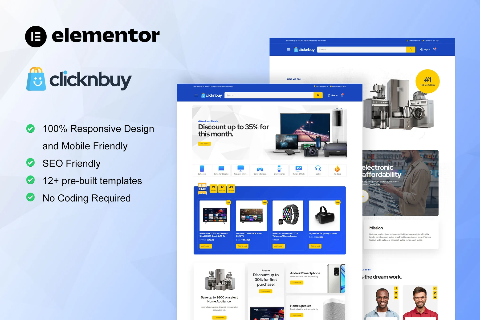 Clicknbuy - Woocommerce Electronic Store Elementor Template Kit preview