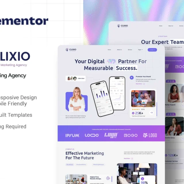 Clixio - Digital Marketing Agency Elementor Template Kit preview