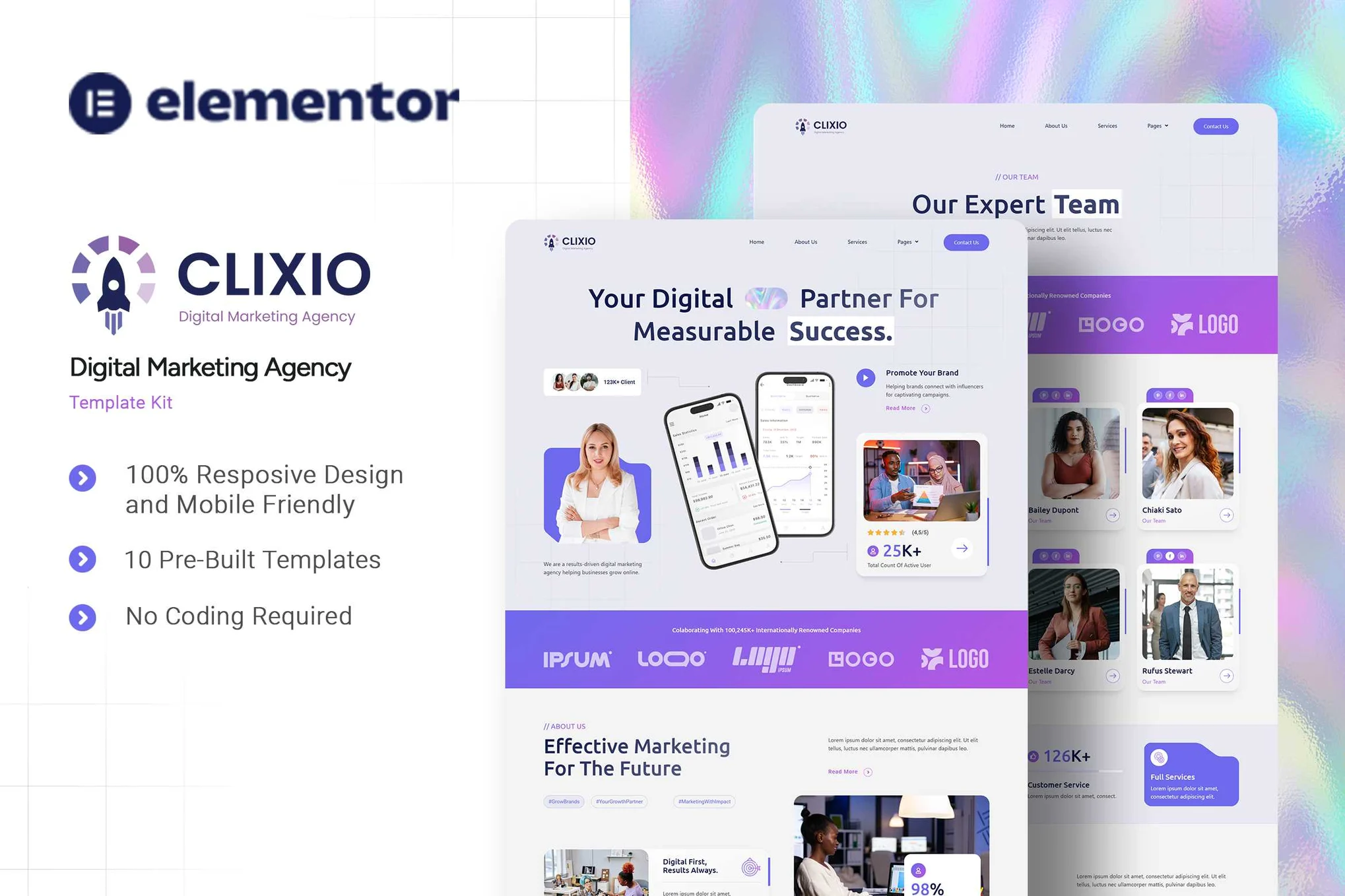 Clixio - Digital Marketing Agency Elementor Template Kit preview