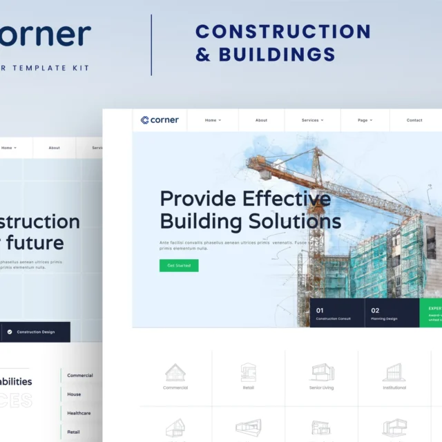 Corner - Construction & Building Elementor Template Kit preview