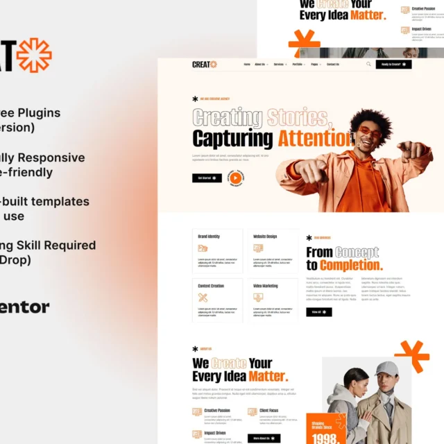 Creat - Creative Agency & Portfolio Elementor Template Kit preview