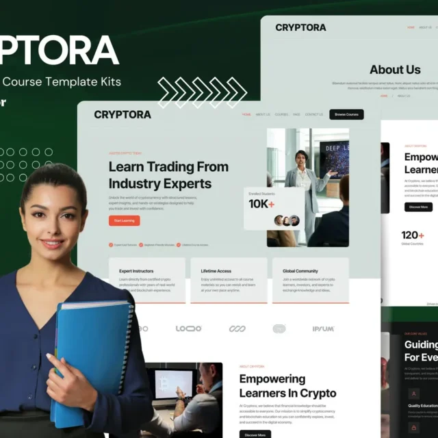 Cryptora - Crypto Online Course Website Elementor Template Kit preview