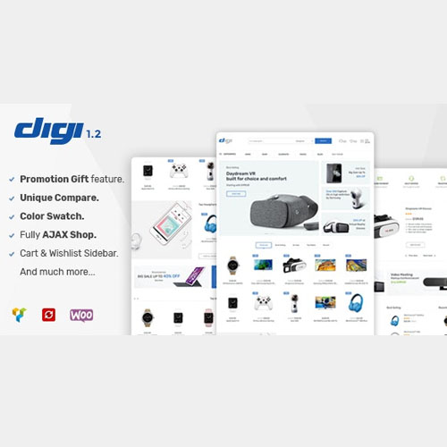 Digi electronics store WooCommerce theme homepage preview