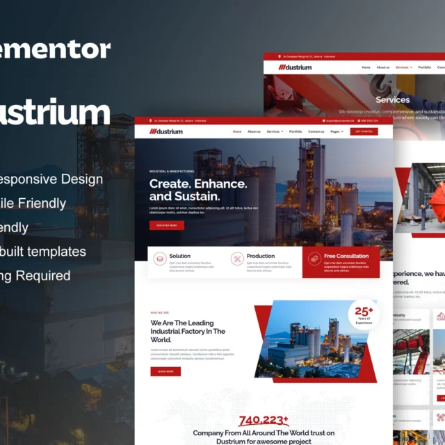 Dustrium - Industrial & Manufacturing Elementor Pro Template Kit  preview