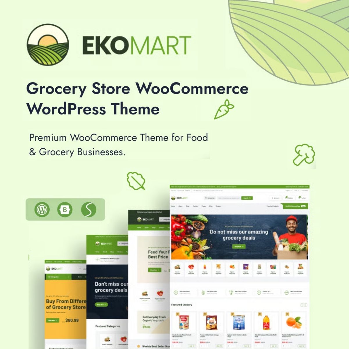 Ekomart grocery shop WooCommerce theme homepage preview