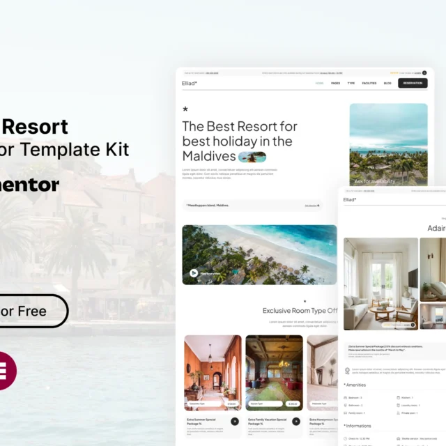 Elliad - Private Resort Elementor Template Kit preview
