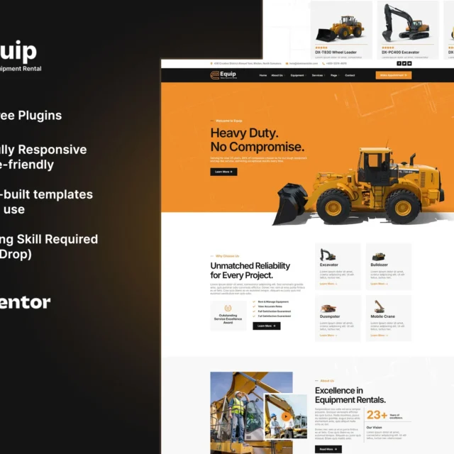 Equip - Heavy Equipment Rental Elementor Template Kit preview