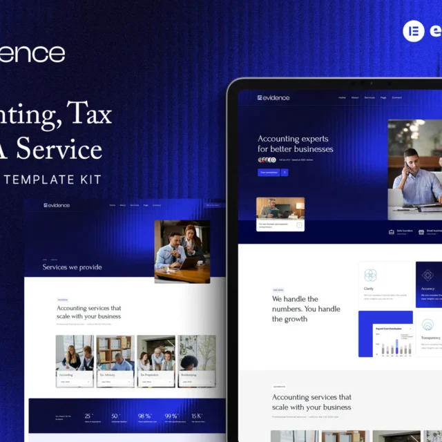 Evidence - Accounting, Tax & CPA Service Elementor Template Kit preview
