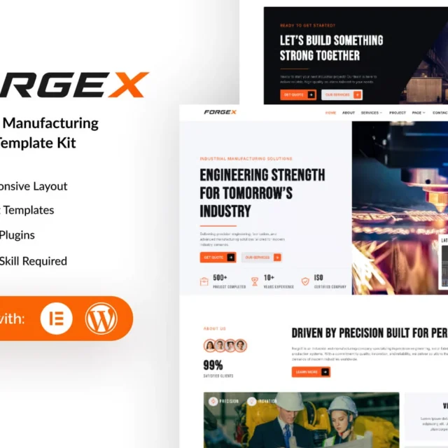 ForgeX - Industrial & Manufacturing Elementor Template Kit preview