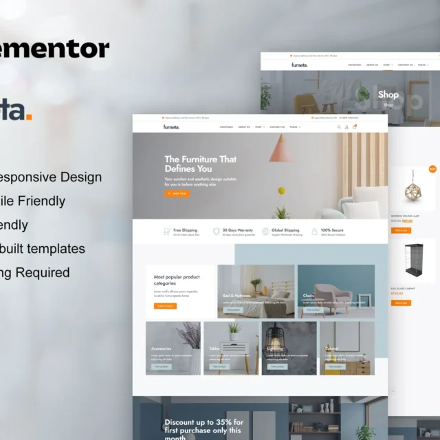 Furneta - Furniture Shop Elementor Template Kit preview