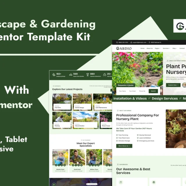 Gardio - Nursery & Gardening Elementor Template Kit preview