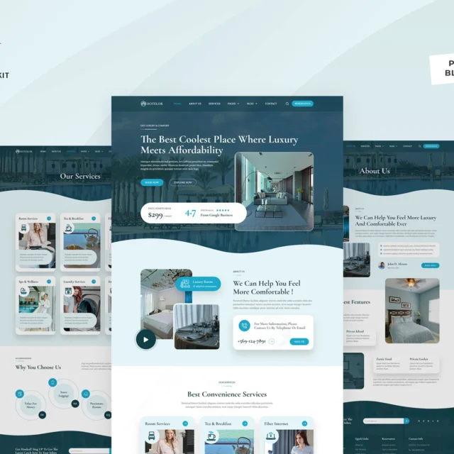Hotelor - Hotel & Resort Elementor Pro Template Kit preview