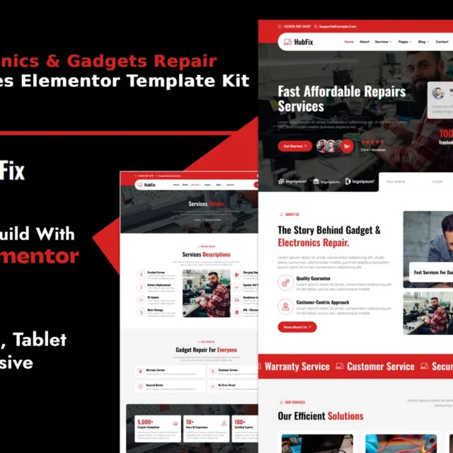 HubFix - Gadgets & Electronics Repair Services Elementor Template Kit preview
