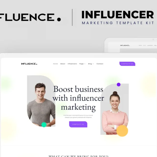 Influence - Influencer Marketing Agency Elementor Template Kit preview