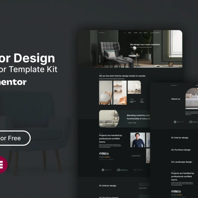 Interia - Interior Design Elementor Template Kit preview