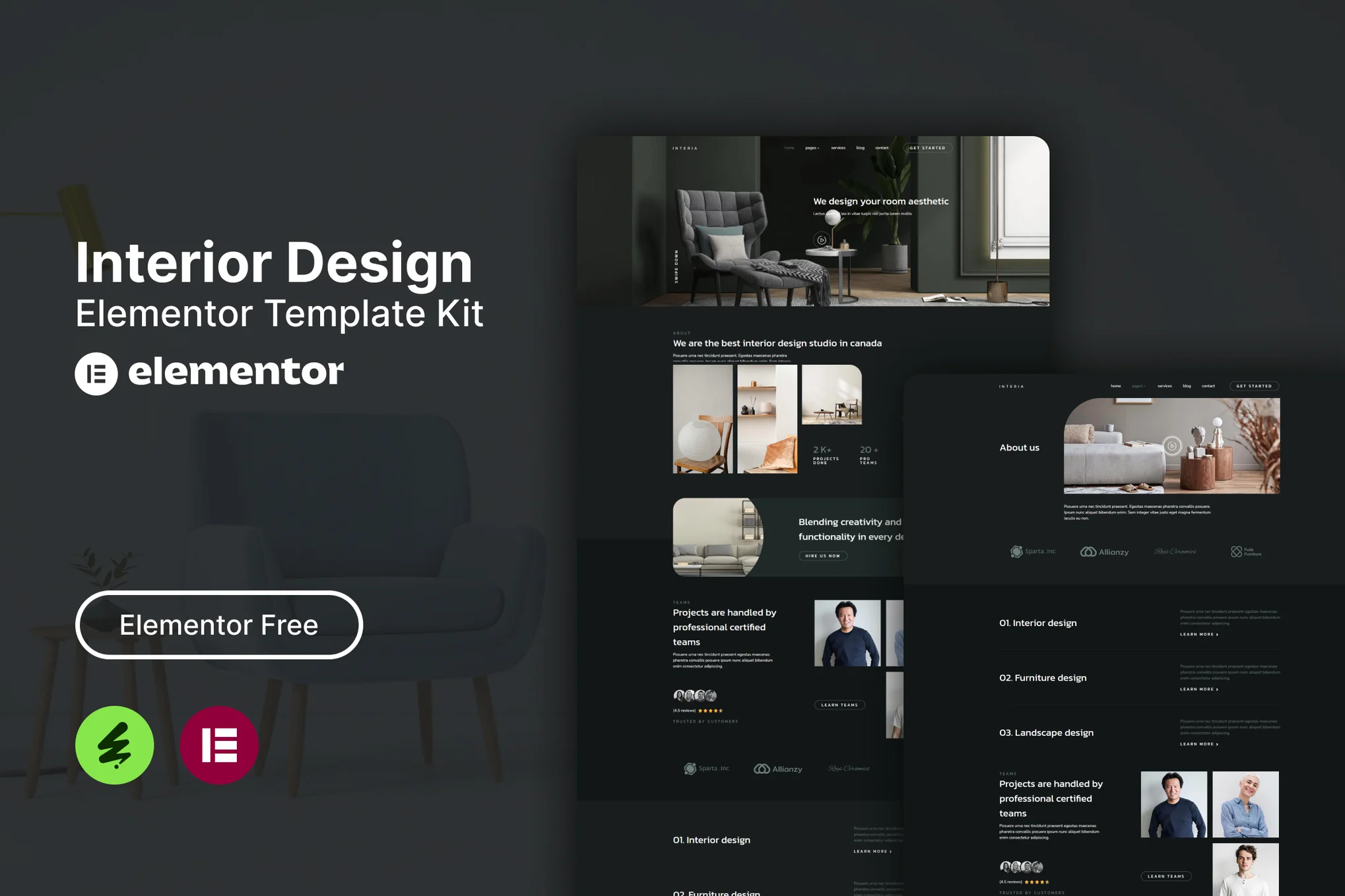 Interia - Interior Design Elementor Template Kit preview