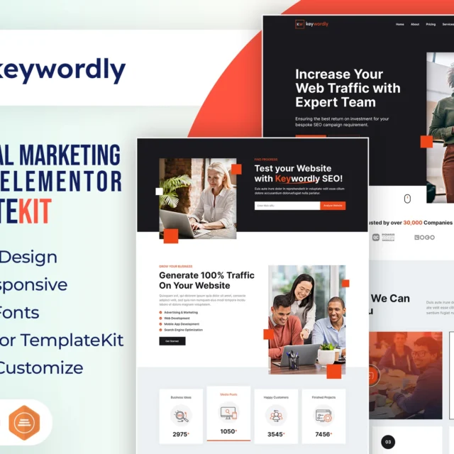 Keywordly - Digital Marketing Agency Elementor Template Kit preview