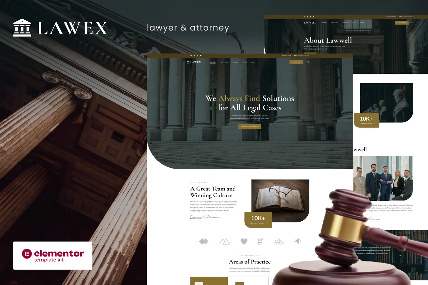 Lawex - Lawyer & Attorney Elementor Template Kit preview