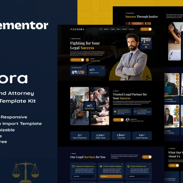 Lexora - Law Firm & Attorney Elementor Template Kit preview