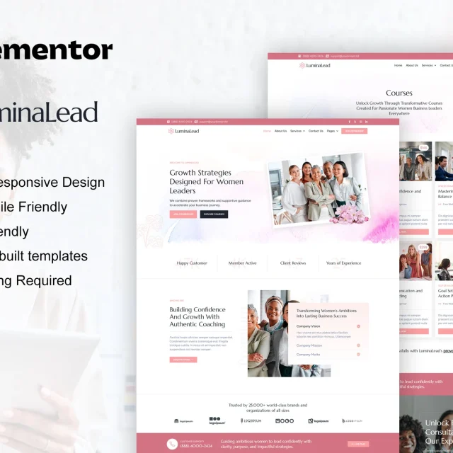 LuminaLead business coaching Elementor Pro template kit preview