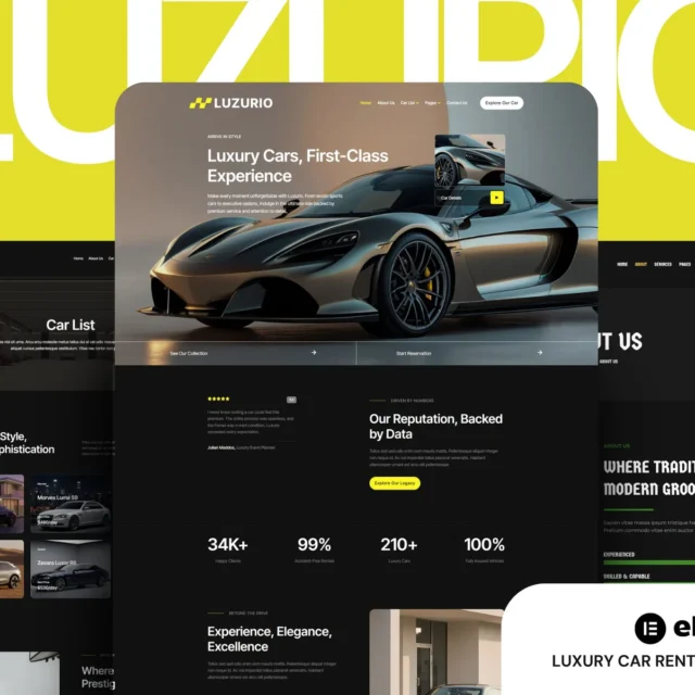 Luzurio - Luxury Car Rental Elementor Template Kit preview