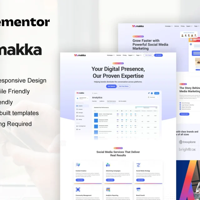 Makka - Social Media Marketing Agency Elementor Template Kit preview