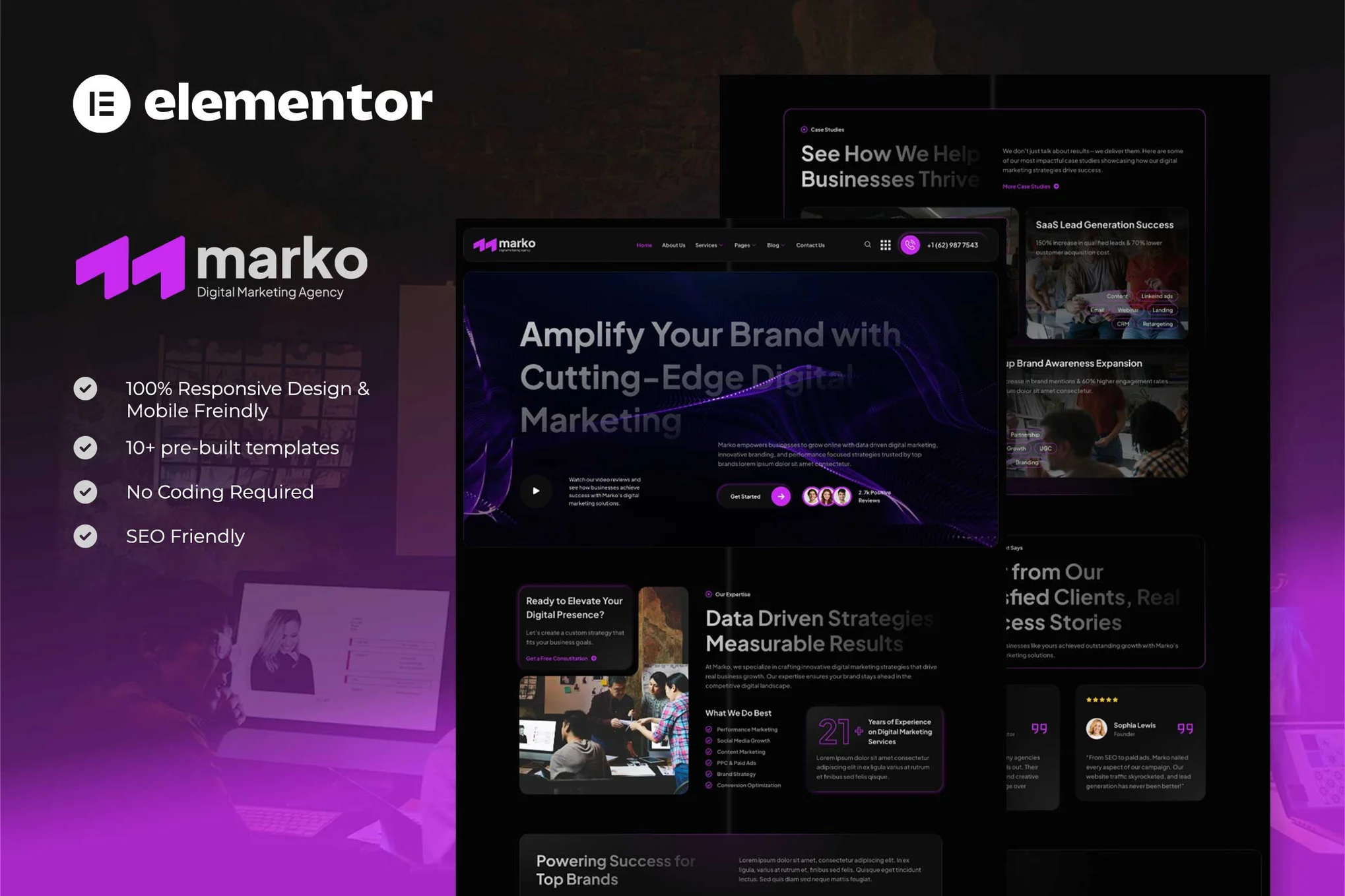 Marko - Digital Marketing Agency Elementor Template Kit preview