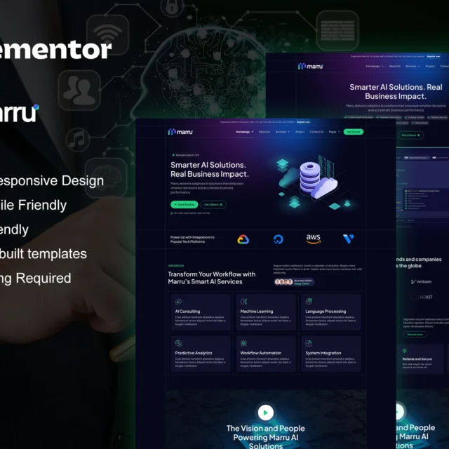 Marru - Saas & AI Services Elementor Pro Template Kit preview