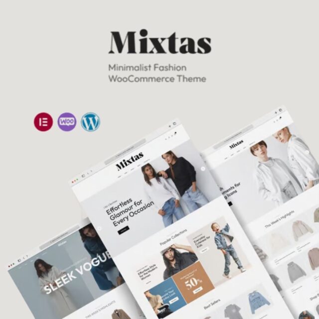 Mixtas minimalist fashion WooCommerce theme homepage preview